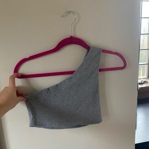 One Shoulder Gray Tank